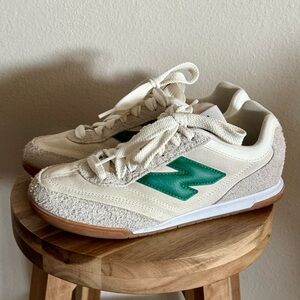New Balance RC42 Cream Sneakers with Green Logo